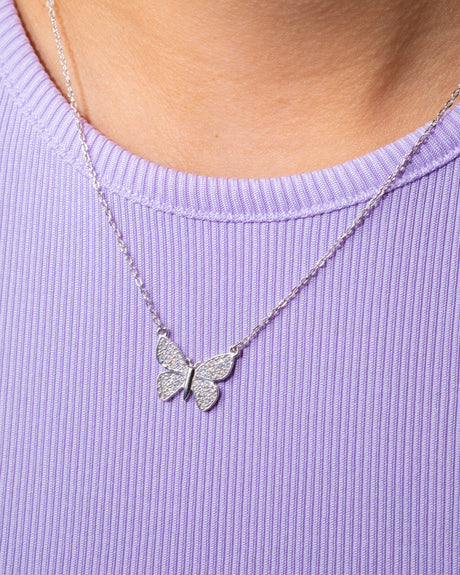 silver Butterfly  Necklace